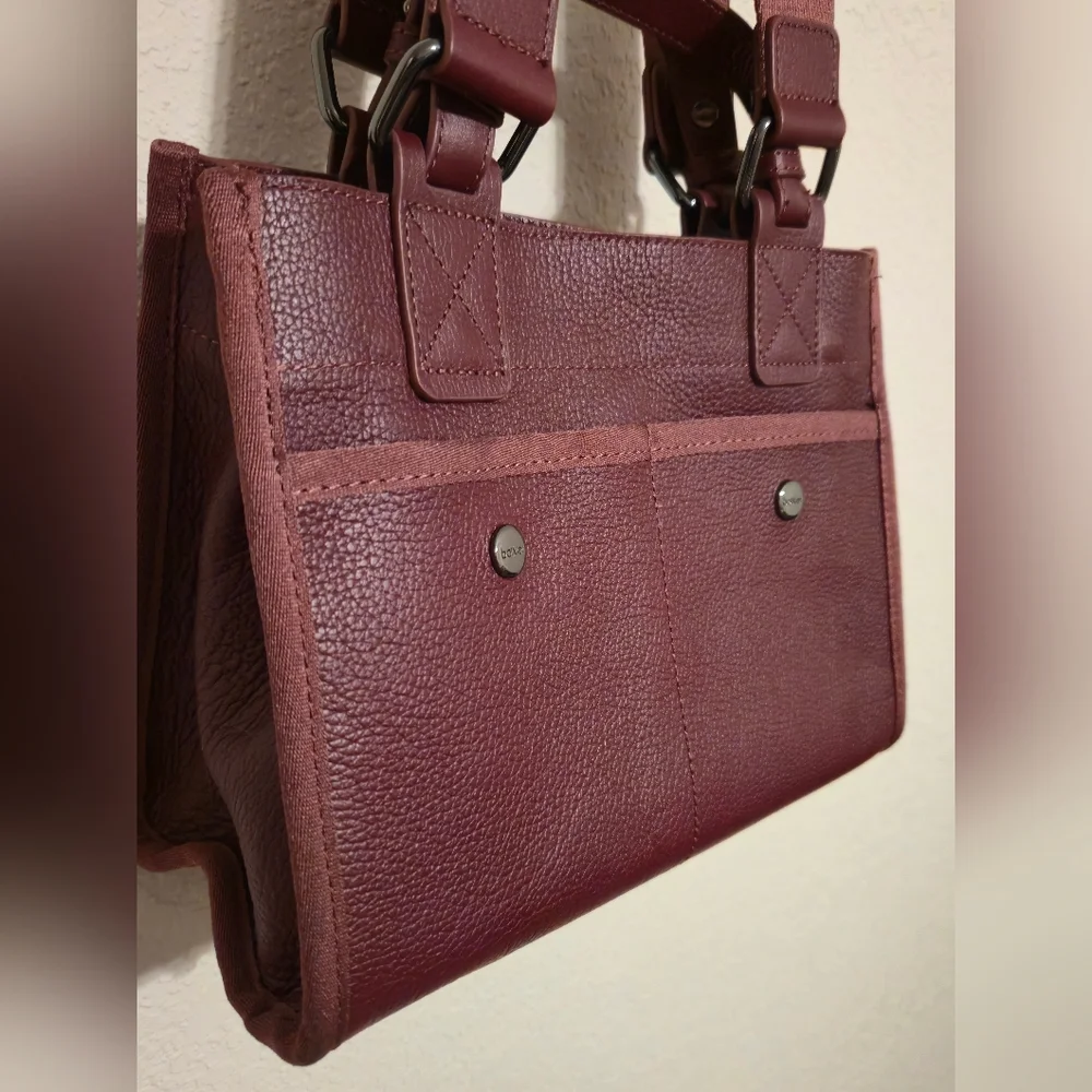 Botkier Bedford Bite Size Structured Leather Handbag Burgundy - Picture 9 of 16